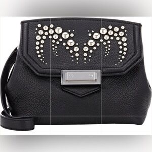 Alexander Wang Marion Black Pebbled Leather Studded Crossbody Bag $795